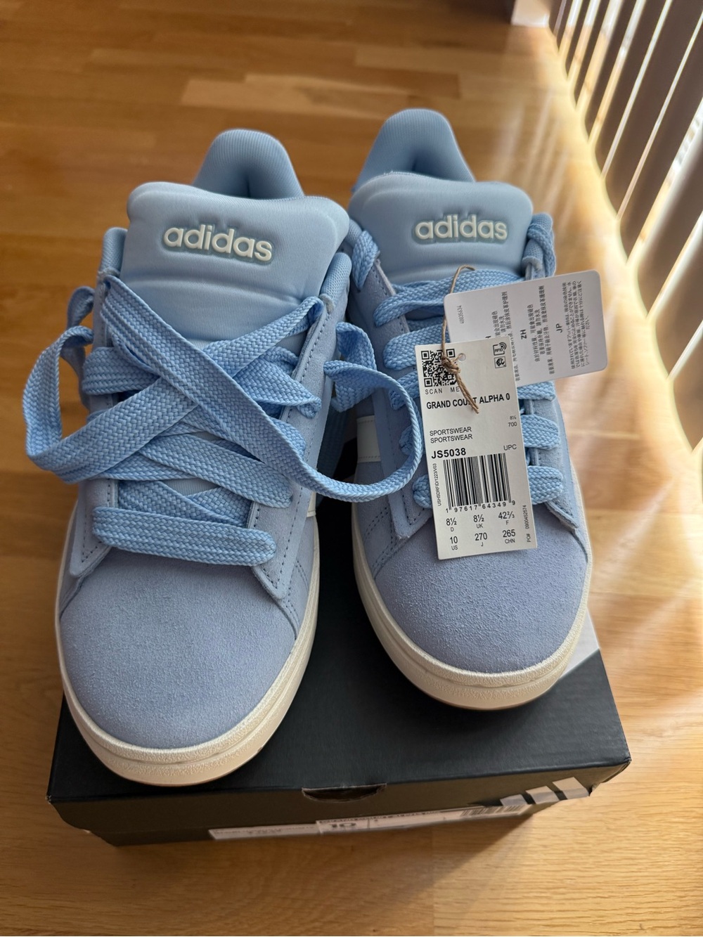 adidas Womans Grand Court 00s Alpha Sneakers in Light Blue